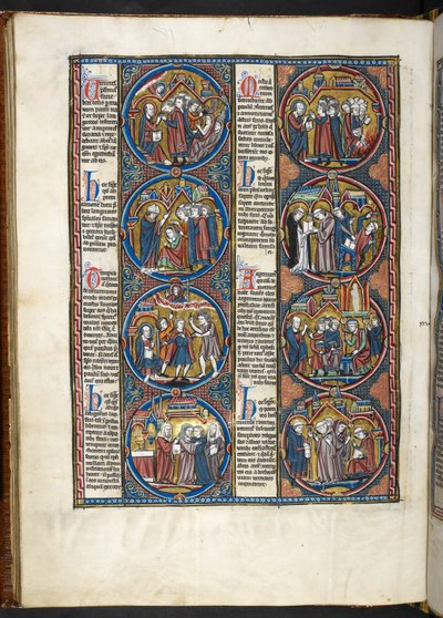 MS. Harley 1527, f.80v, miniaturen uit Bible moralisée door French School