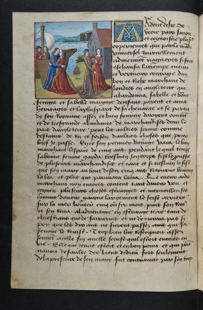 Pagina uit Cent Nouvelles Nouvelles, c.1461-62 door French School