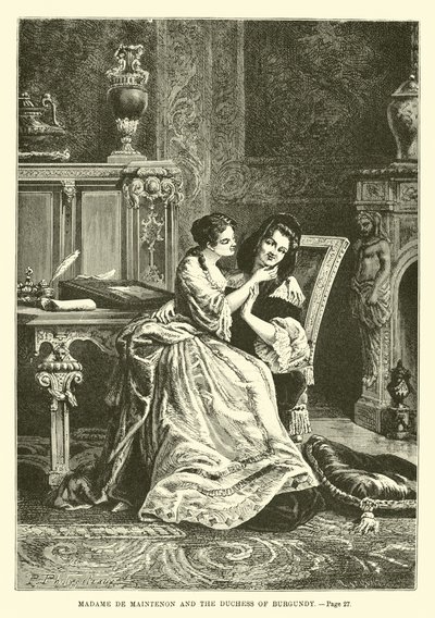 Madame de Maintenon en de hertogin van Bourgondië door French School