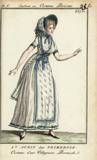 Madame de St. Aubin in kostuum als Primerose door French School