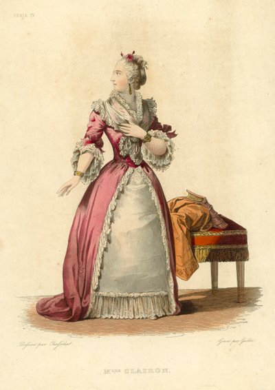 Mademoiselle Clairon (gekleurde gravure) door French School
