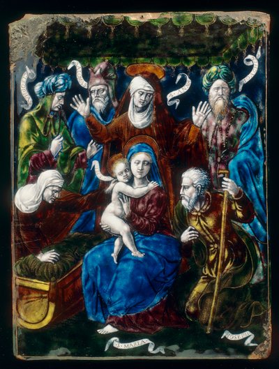 Madonna en Kind, Heiligen en Profeten, werk in majolica van de Penicaud werkplaats door French School