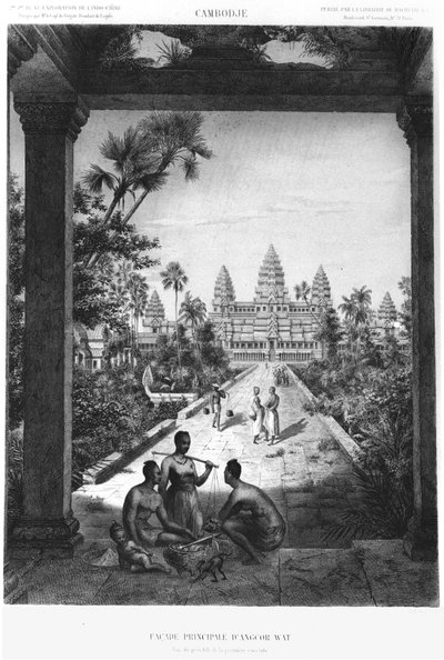 Hoofdfaçade van Angkor Wat, illustratie uit Atlas du voyage d