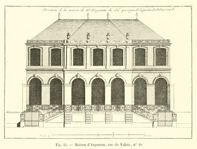 Huis van Argenson, rue de Valois, nr. 10 door French School