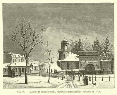Huis van Beaumarchais, boulevard Beaumarchais, gesloopt in 1818 door French School