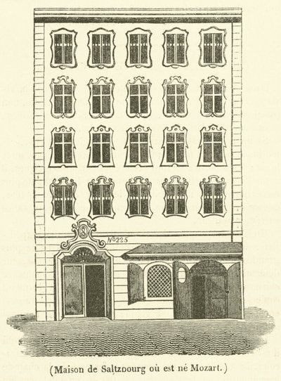 Huis van Salzburg waar Mozart is geboren (gravure) door French School