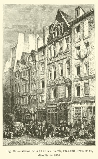 Huis uit het einde van de 16e eeuw, rue Saint-Denis, nr. 90, gesloopt in 1846 door French School