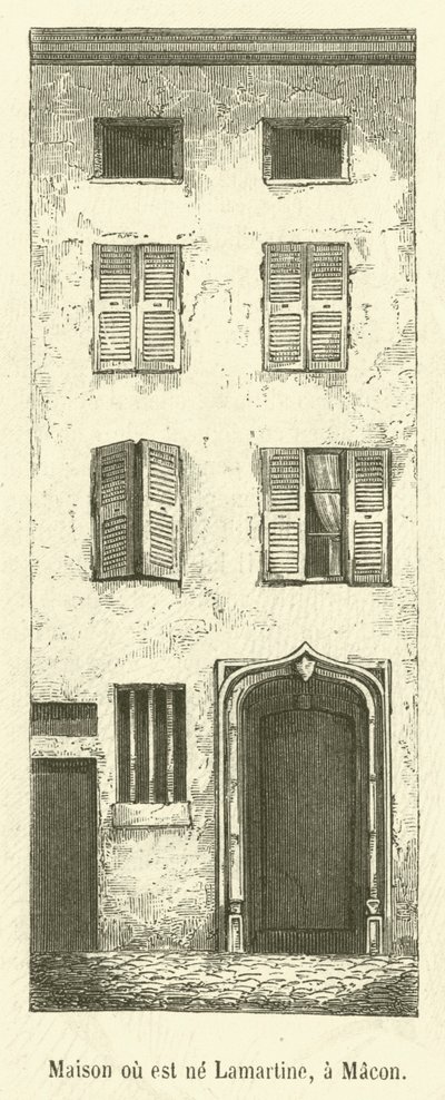 Huis waar Lamartine is geboren, in Macon door French School