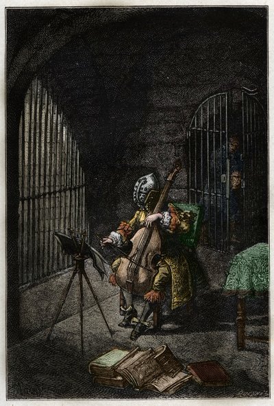 De Man met het IJzeren Masker, speelt cello in de gevangenis - L