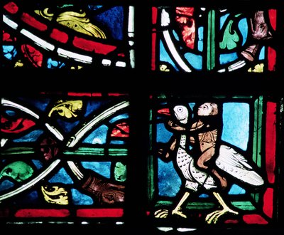 Man die op een vogel rijdt, 13e eeuw door French School