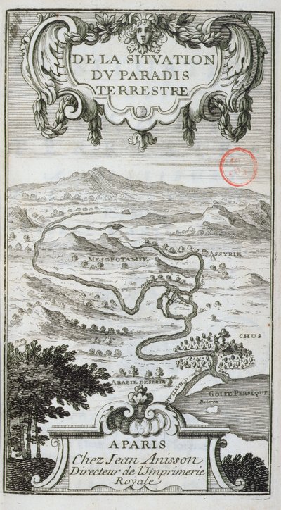 Kaart uit De La Situation du Paradis Terrestre, 1691 door French School