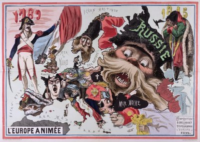 Kaart van Geanimeerd Europa 1870 door French School
