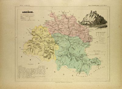 Kaart van Ariège, Frankrijk door French School