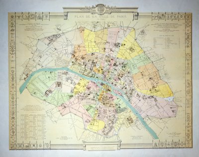 Kaart van Parijs in 1789 door French School