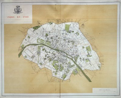 Kaart van Parijs in 1789, uit 