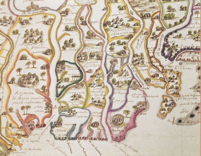Kaart van de kust van Afrika en de rivier de Gambia, 1622 door French School