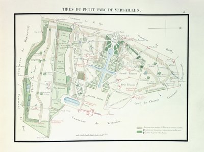 Kaart van het Kleine Park van Versailles, 1818-1819 door French School