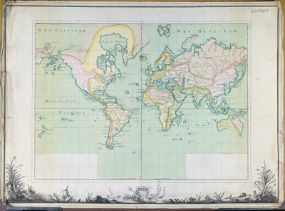 Kaart van de Wereld, 1780 door French School