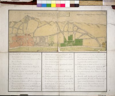 Kaart met het Chateau de Puteaux, 1722 door French School