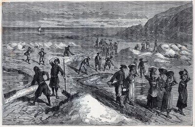 Zoutpannen van Bretagne in de 19e eeuw - Gravure in 