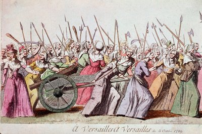 Mars van de Vrouwen naar Versailles, Parijs, 5 oktober 1789 door French School