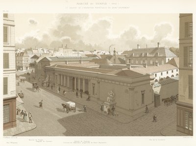 Markt van de Tempel, 1840, en Klooster van de Eeuwigdurende Aanbidding van het Heilig Sacrament door French School