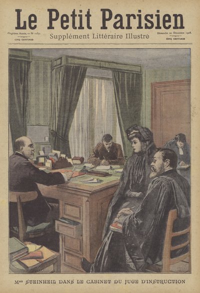 Marguerite Steinheil in het kantoor van de rechter door French School