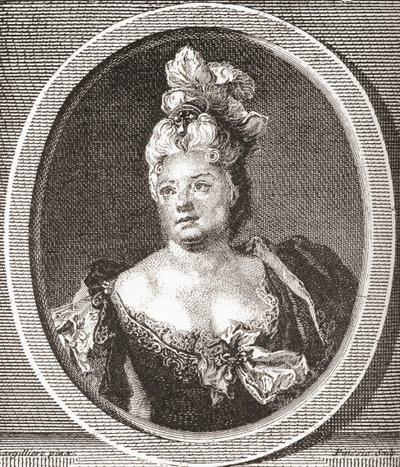 Marianne Duclos de Chateauneuf, 1664 - 1747. Franse comédienne. Uit Les Heures Libres gepubliceerd 1908. door French School