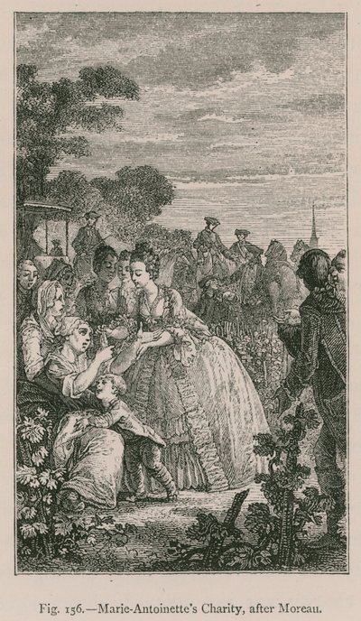 Liefdadigheid van Marie-Antoinette (naar Moreau) door French School