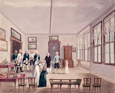 Marie-Thérèse-Charlotte de Bourbon, Madame Royale, ontmoet haar neven keizer Frans II van Oostenrijk en zijn vrouw Maria Teresa in Wenen na haar vrijlating in 1795 uit gevangenschap in Parijs, c.1796 door French School