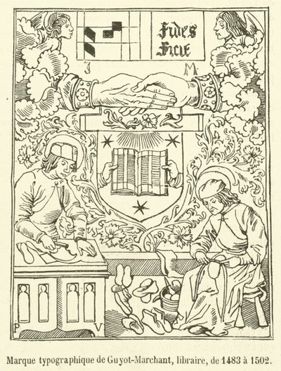 Typografisch merk van Guyot-Marchant, boekhandelaar, van 1483 tot 1502 door French School