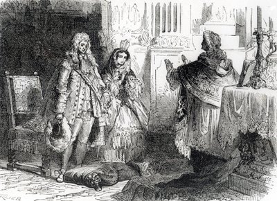 Huwelijk van Lodewijk XIV en Madame de Maintenon door French School