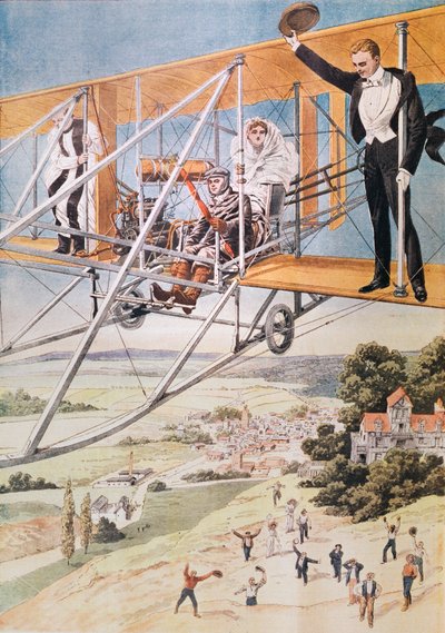 Huwelijk in een vliegtuig, illustratie uit Le Petit Journal 1911 door French School