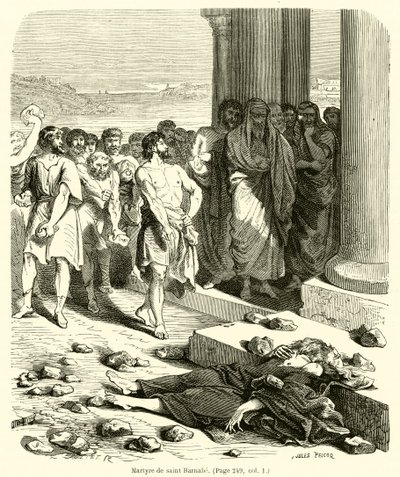 Martelaarschap van Sint Barnabas (gravure) door French School