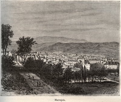 Marvejols - Lozère - Languedoc-Roussillon - gravure in 