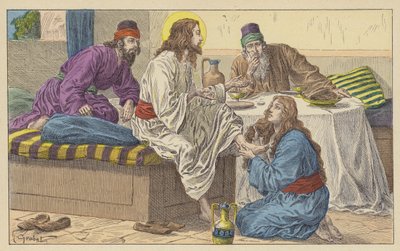 Maria Magdalena aan de voeten van Jezus door French School