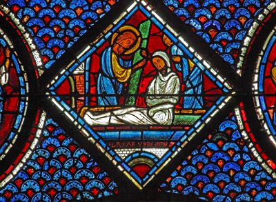 Het Maria Magdalena-raam: Lazarus - zijn opstanding door French School