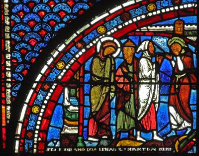 Het Maria Magdalena-raam: Maria bij de begrafenis van Lazarus door French School