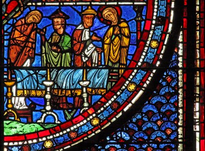 Het Maria Magdalena-raam: Maria bij de dood van Lazarus door French School