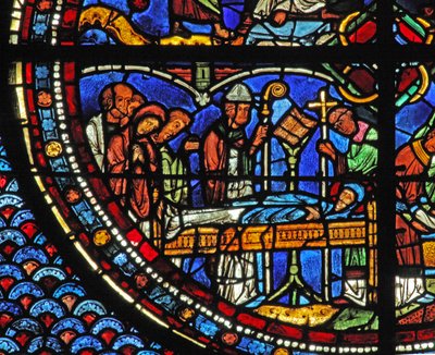 Het Maria Magdalena-raam: de dood van Maria Magdalena door French School