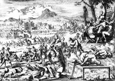 Bloedbad in Ierland in 1644 door French School