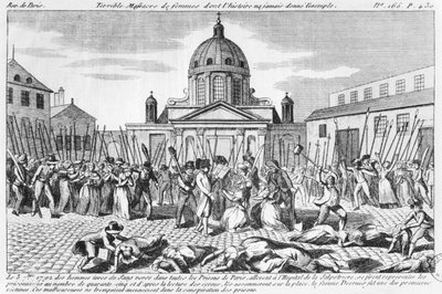 Bloedbad van de vrouwen in het Hopital La Salpetriere, 3 september 1792 door French School
