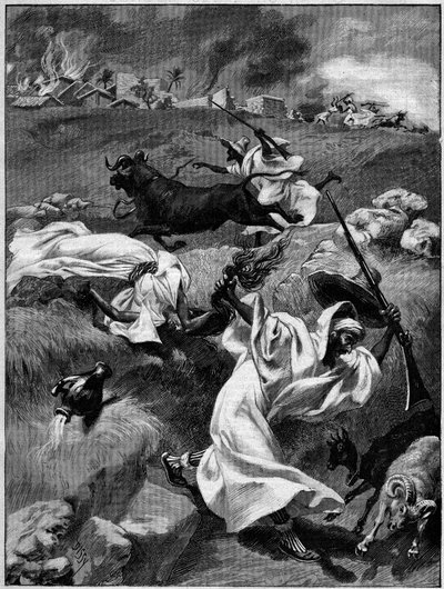 Massacres du Touat (Noord-Afrika). Gravure in "La Terre Illustree" n°54 van 12 november 1891. door French School