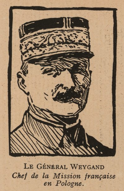 Maxime Weygand, Frans generaal en lid van de Interallieerde Missie ter ondersteuning van de Tweede Poolse Republiek tijdens de Pools-Sovjetoorlog in 1920 (litho) door French School