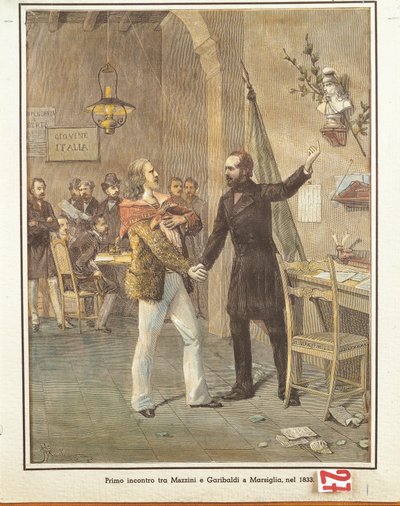 Mazzini en Garibaldi ontmoeten elkaar in Marseille door French School