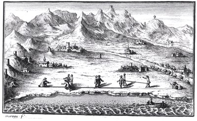 Het meten van de meridiaan, illustratie uit La Méridienne de Paris door César-François Cassini de Thury, 1744 door French School