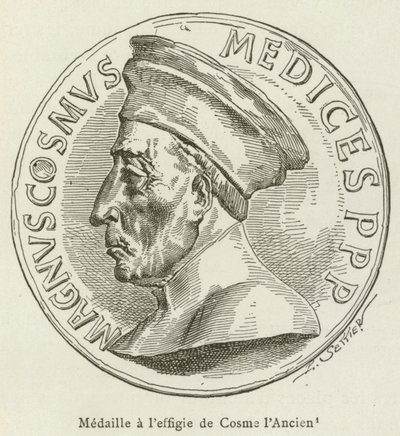 Medaille met het portret van Cosimo de Oude door French School