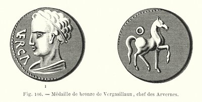 Bronzen medaille van Vergasillaun, chef van de Arverni door French School