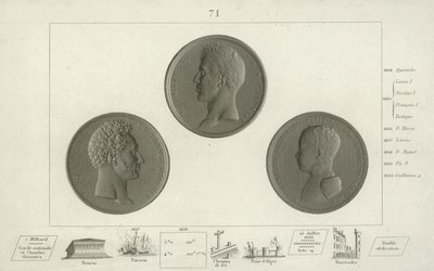 Medaillons van Karel X van Frankrijk en zijn zoon Lodewijk Antoine, hertog van Angoulême en kleinzoon Hendrik hertog van Bordeaux door French School