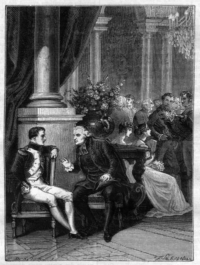 Ontmoeting in Genua (Genova) in Italië van Napoleon I met Kardinaal Jean Siffrein Maury (1746-1817) 1805 - in 